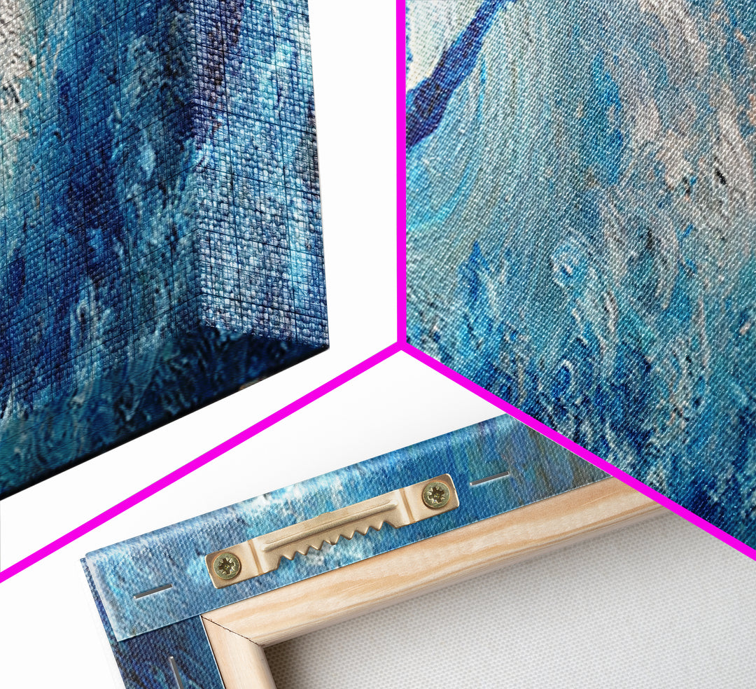 Blue Storm Sea Goddess Canvas Print, Mystical Ocean Wave Fantasy Art, Coastal Wall Decor, Ethereal Statement Artwork For Bedroom