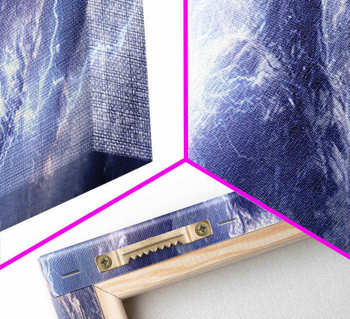Colossal Storm Titan Wielding Lightning Canvas Print, Mythological Fantasy Wall Art, Thunder God Decor, Epic Mountain Artwork