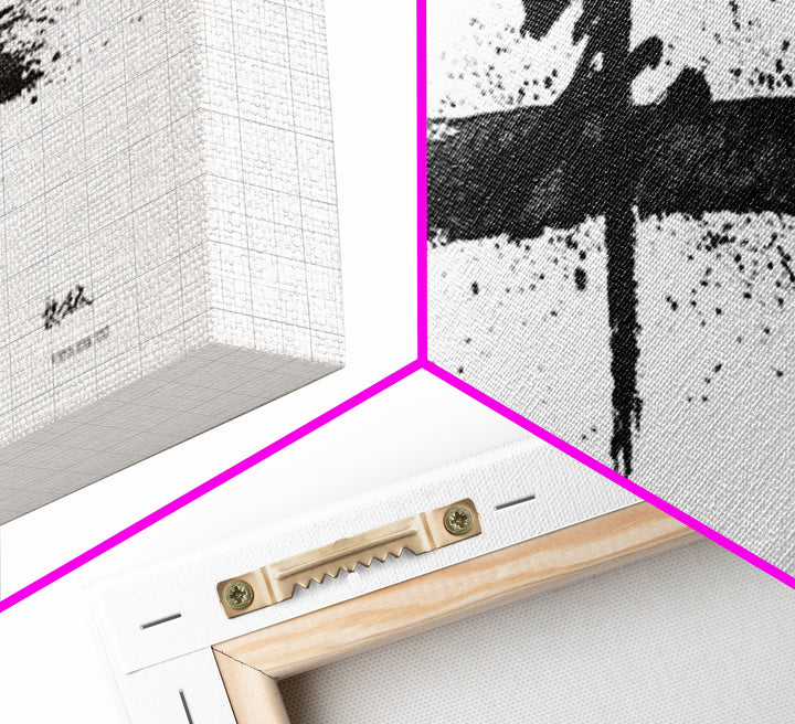 Bold Japanese Calligraphy Wall Art, Black And White Canvas Print, Zen Ink Painting, Minimalist Office Decor, Japandi Home Decor