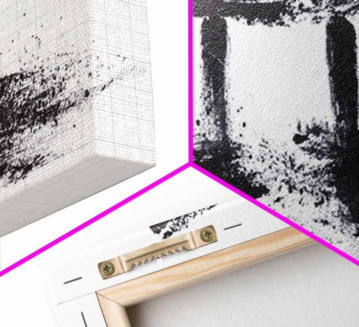Black Ink Japanese Torii Gate Wall Art, Minimalist Canvas Print, Zen Calligraphy Decor, Black And White Japandi Office Wall Decor
