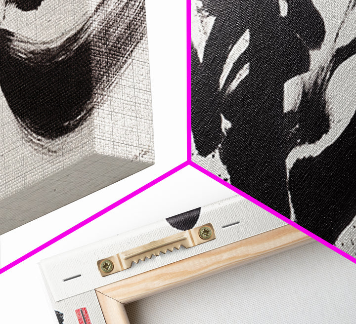 Bold Japanese Calligraphy Canvas Print, Black Ink Kanji Wall Art, Minimal Zen Decor For Office And Japandi Home Wall Decor