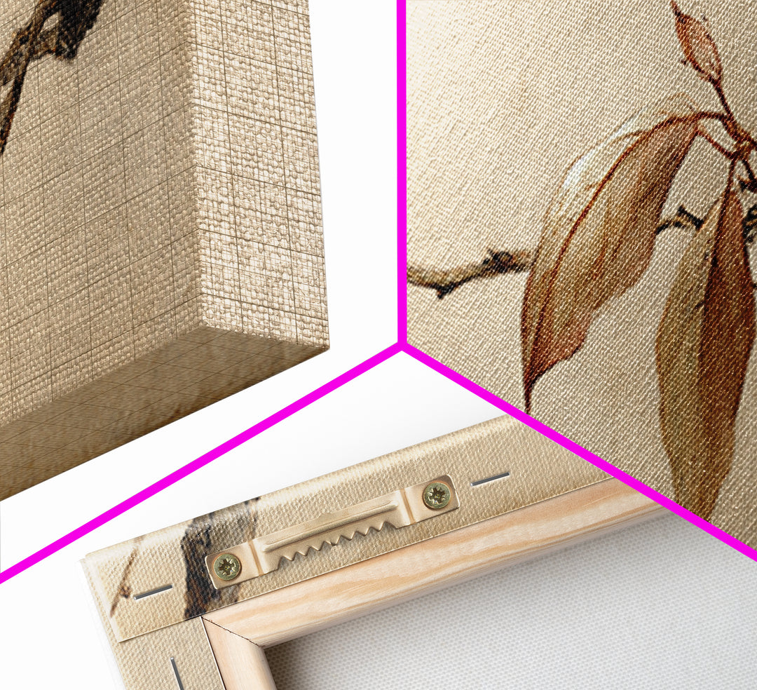 Sepia Autumn Branch Wall Art, Wabi Sabi Botanical Print, Japanese Inspired Decor, Neutral Nature Art, Framed Canvas Print