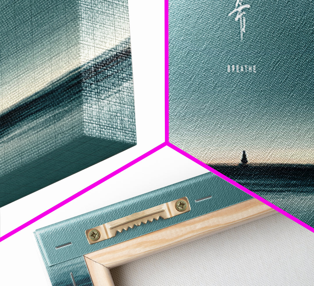 Minimal Teal Ocean Horizon With Tiny Sailboat Wall Art, Japandi Seascape Print, Calm Coastal Office Decor Gift For Home Decor