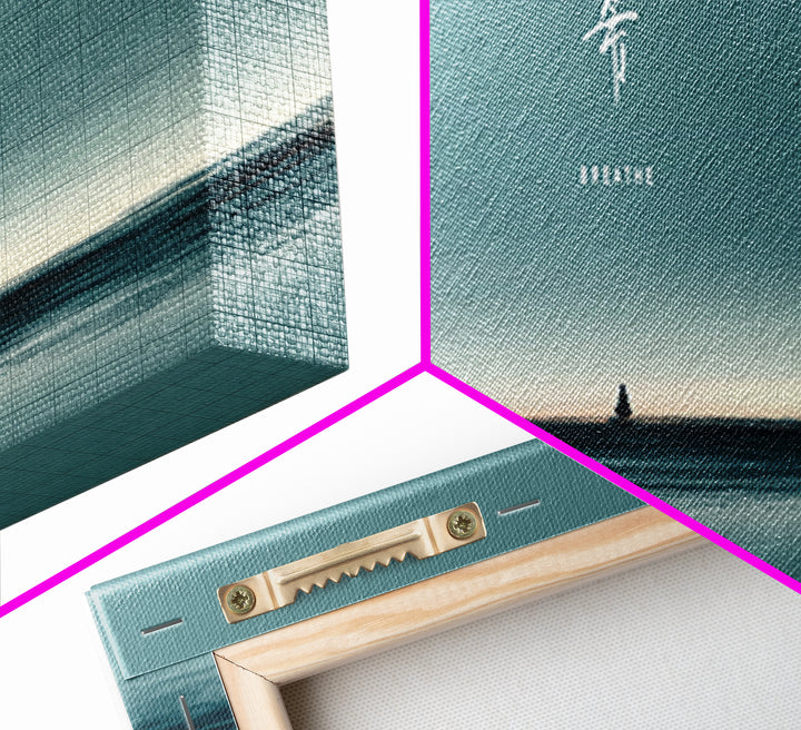 Minimal Teal Ocean Horizon With Tiny Sailboat Wall Art, Japandi Seascape Print, Calm Coastal Office Decor Gift For Home Decor