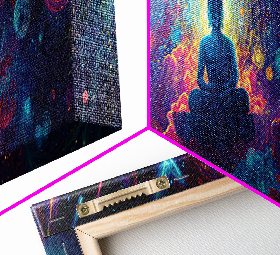 Cosmic Meditating Buddha In Galaxy Clouds Wall Art, Celestial Art, Psychedelic Space Decor, Spiritual Canvas Print, Zen Home Decor