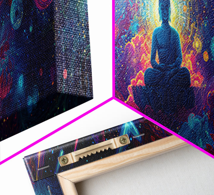 Cosmic Meditating Buddha In Galaxy Clouds Wall Art, Celestial Art, Psychedelic Space Decor, Spiritual Canvas Print, Zen Home Decor