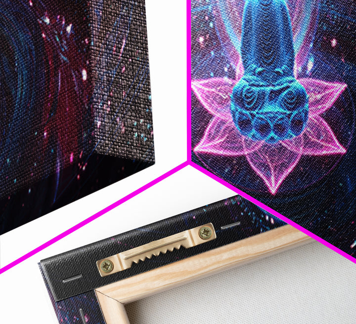 Cosmic Buddha Lotus Meditation Canvas Print, Celestial Wall Art, Psychedelic Galaxy Decor, Spiritual Yoga Room Artwork Gift
