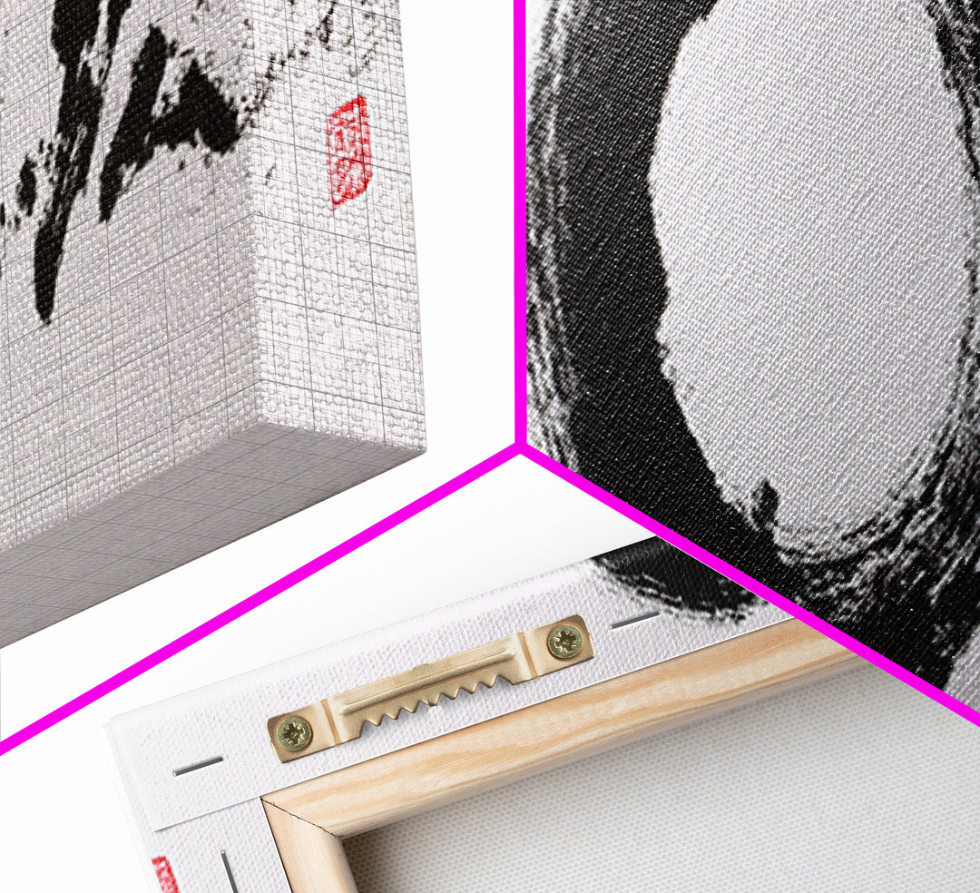 Enso Circle Japanese Calligraphy Wall Art, Black And White Zen Canvas Print For Meditation Room And Minimalist Decor Gift