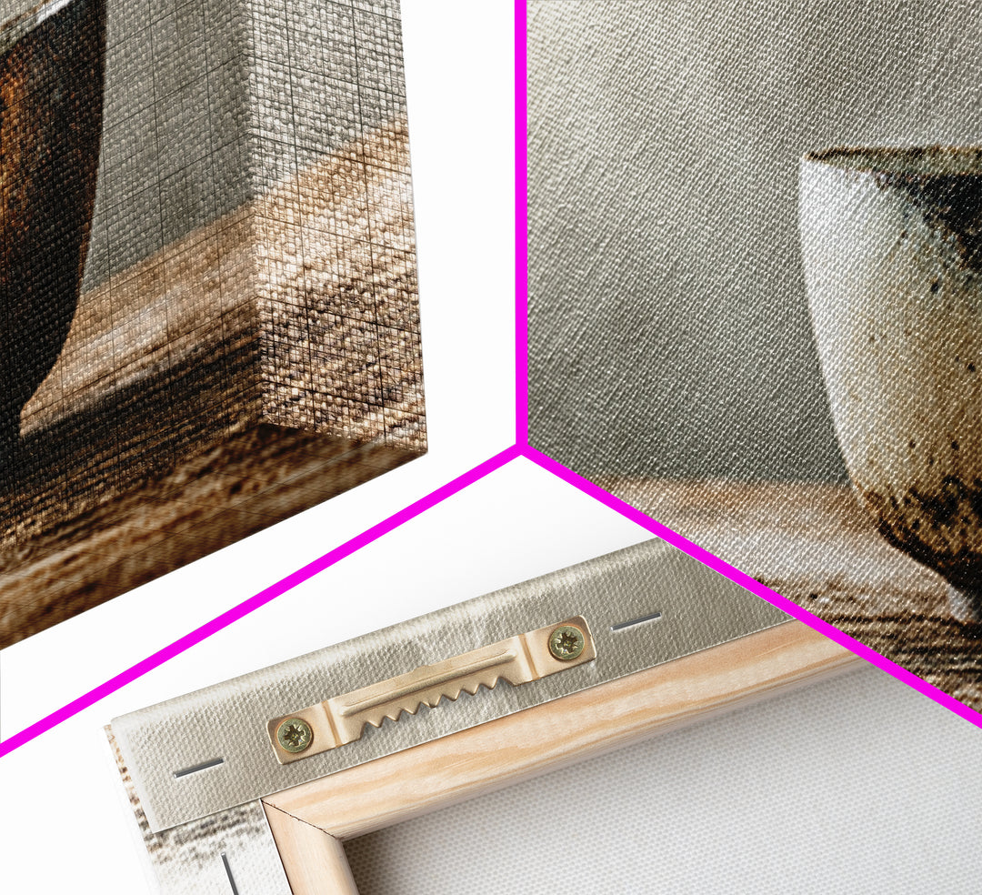 Steaming Wabi Sabi Ceramic Bowl Wall Art, Neutral Kitchen Canvas Print, Japandi Dining Room Decor, Minimalist Zen Fine Art Print