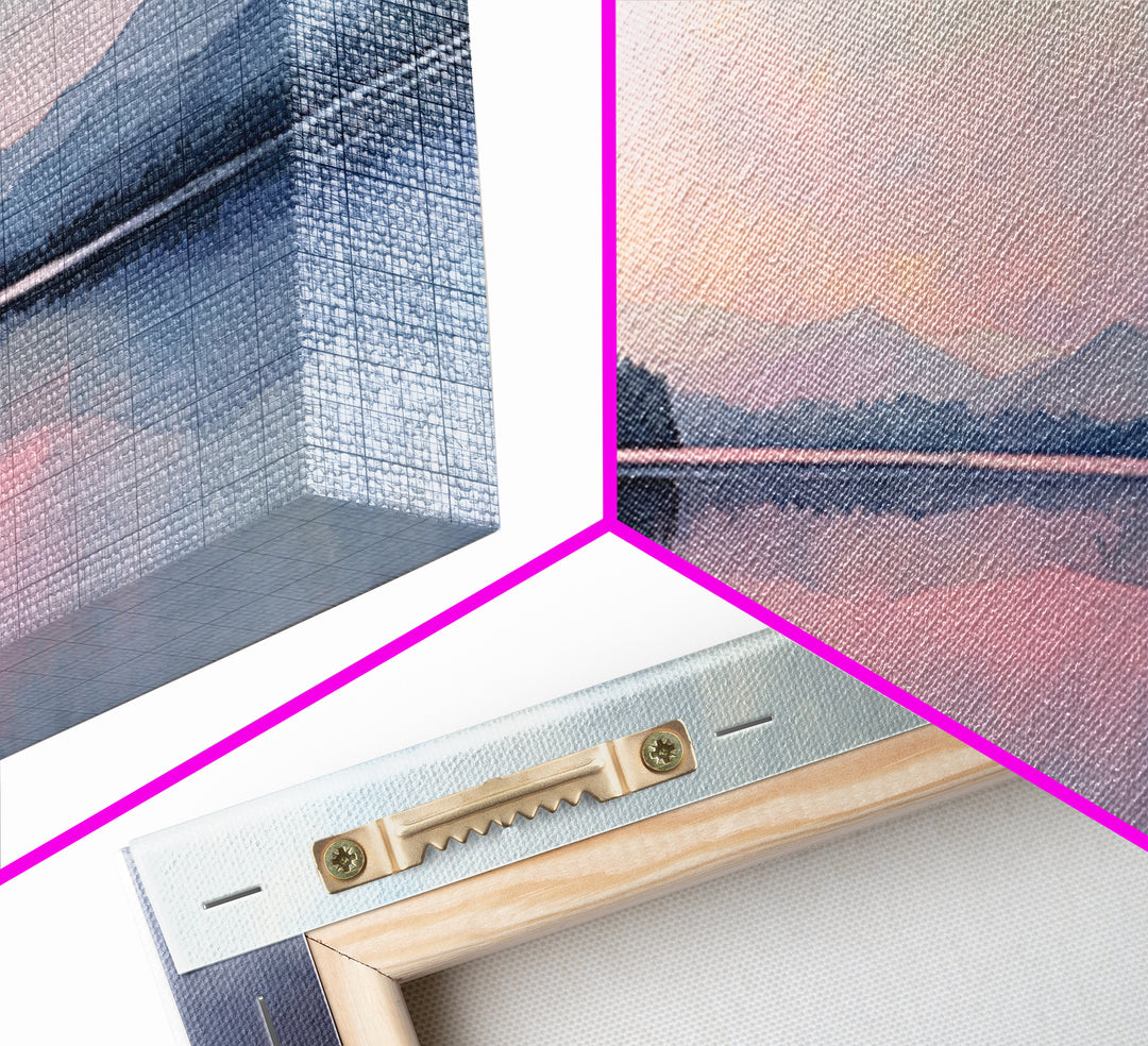 Misty Pastel Lake And Mountains Wall Art, Calming Landscape Print, Minimalist Wall Art, Blue Bedroom Art, Serene Japandi Decor