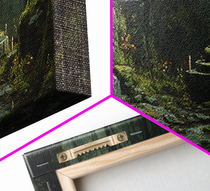Mossy Forest Buddha Sanctuary, Zen Wall Art, Meditation Canvas Print, Serene Nature Decor, Spa And Yoga Room Decor, Home Decor