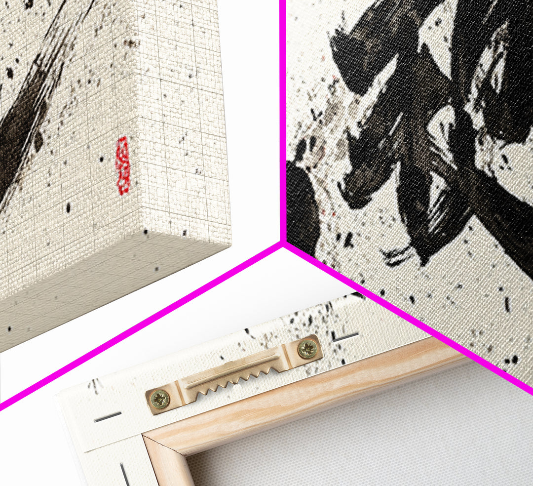 Bold Black Ink Japanese Calligraphy Wall Art, Minimalist Zen Decor, Asian Wall Decor, Sumi Painting, Modern Office Art, Home Decor