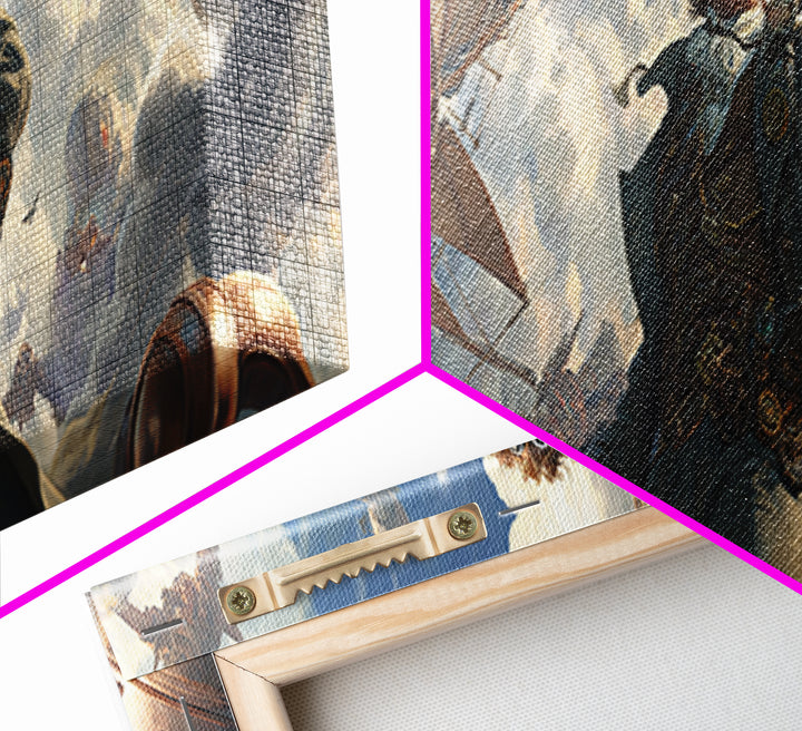 Airship Captain In Storm Clouds Framed Canvas Print, Steampunk Aviation Wall Art, Dramatic Sci Fi Office Decor For Game Room