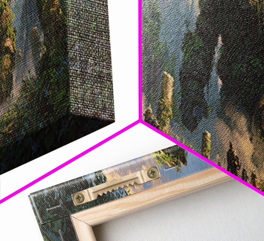 Ancient Jungle Golem Ruins With Adventurers Canvas Print, Fantasy Wall Decor, Large Landscape Art, Mythical Home Decor Gift