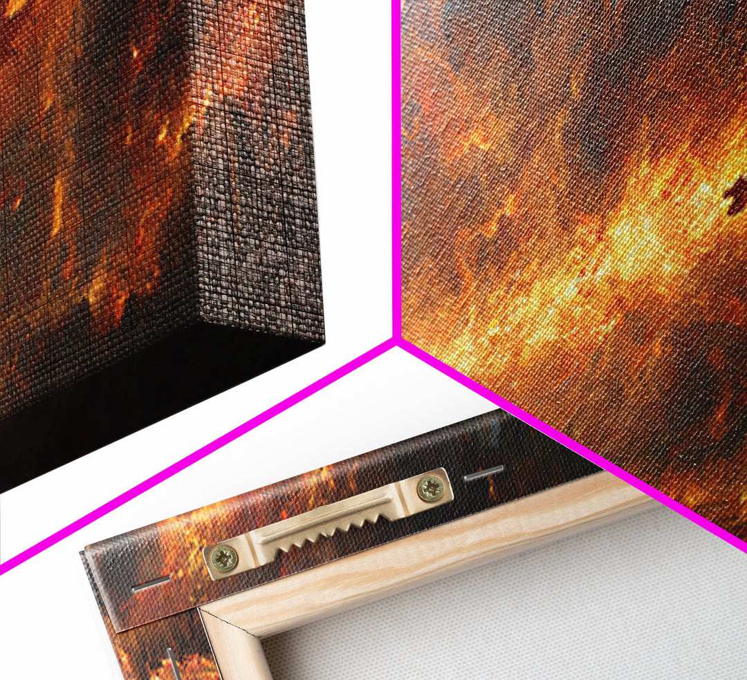 Apocalyptic Fire Dragon Over Burning City Canvas Print, Dark Fantasy Wall Art, Stormy Landscape, Dramatic Game Room Decor