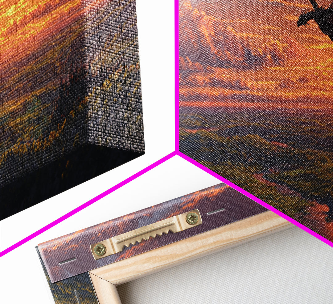 Sunset Dragon Flight Over River Valley Canvas Print, Fantasy Landscape Wall Art, Colorful Nature Art, Living Room Decor Gift