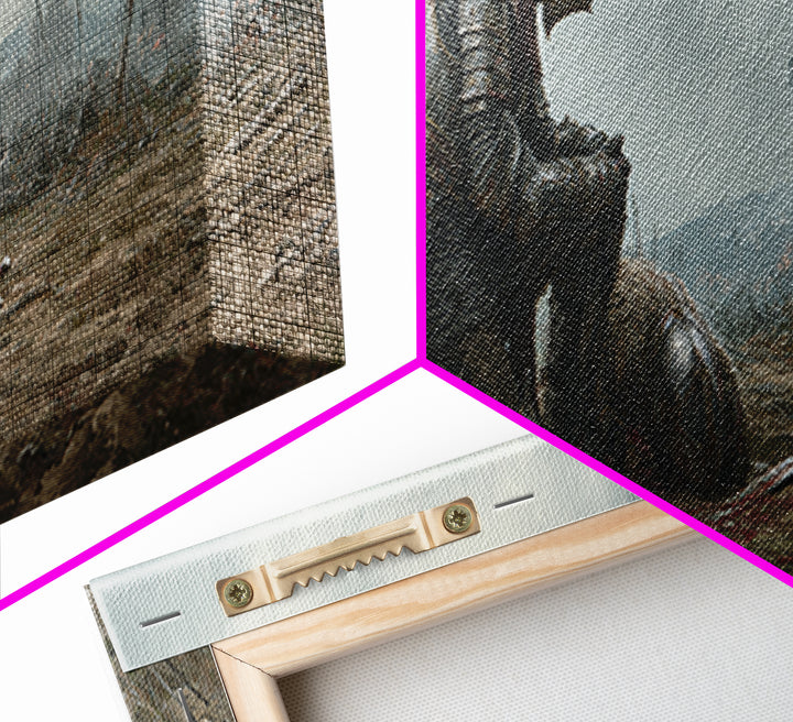 Medieval Knight Mourning Fallen Comrade Battlefield Scene Oil Painting Canvas Print Wall Art For Decor