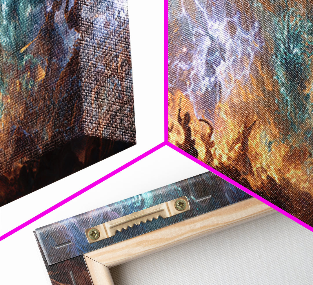 Dynamic Battle Scene Lightning Storm Fantasy Epic War Painting Wall Art Canvas Print For Mythical Home Decor And Unique Art Lovers