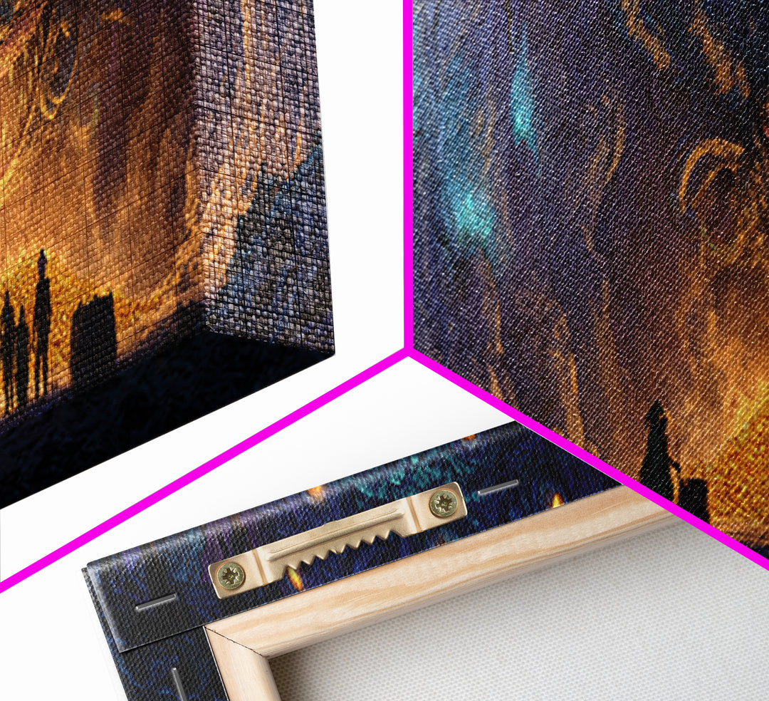 Fantasy Dungeon Scene With Beholder And Adventurers Original Illustration Wall Art Canvas Print For Gamers And Game Room Decor