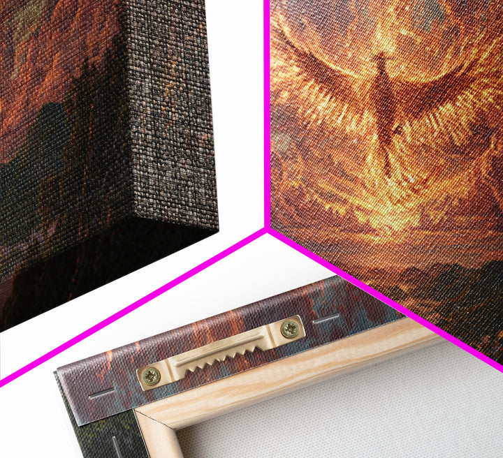 Majestic Phoenix Rising Over Scenic Valley Dramatic Sunset Landscape Canvas Print Modern Wall Art