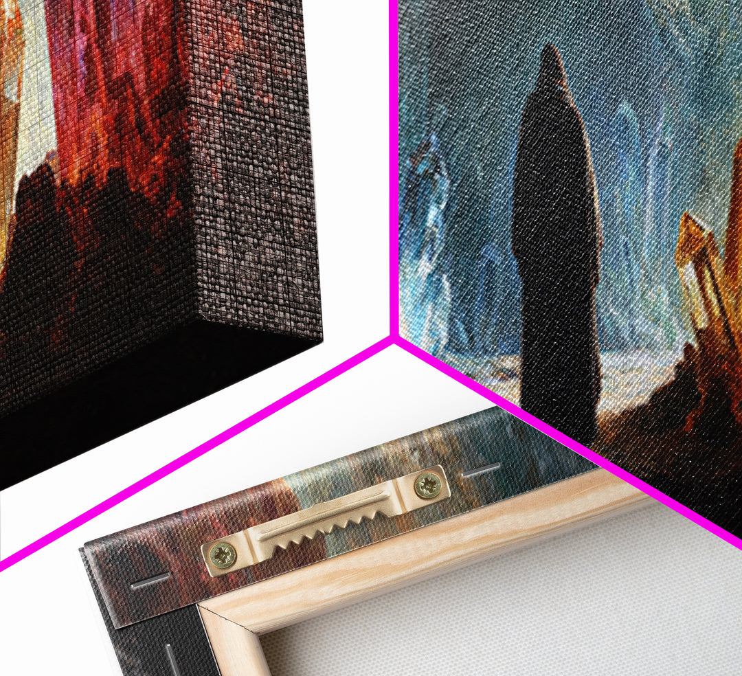 Epic Knight With Sword Standing Over Battlefield Under Fiery Sky Canvas Print Dramatic Medieval Wall Art For Manor or Office Decor