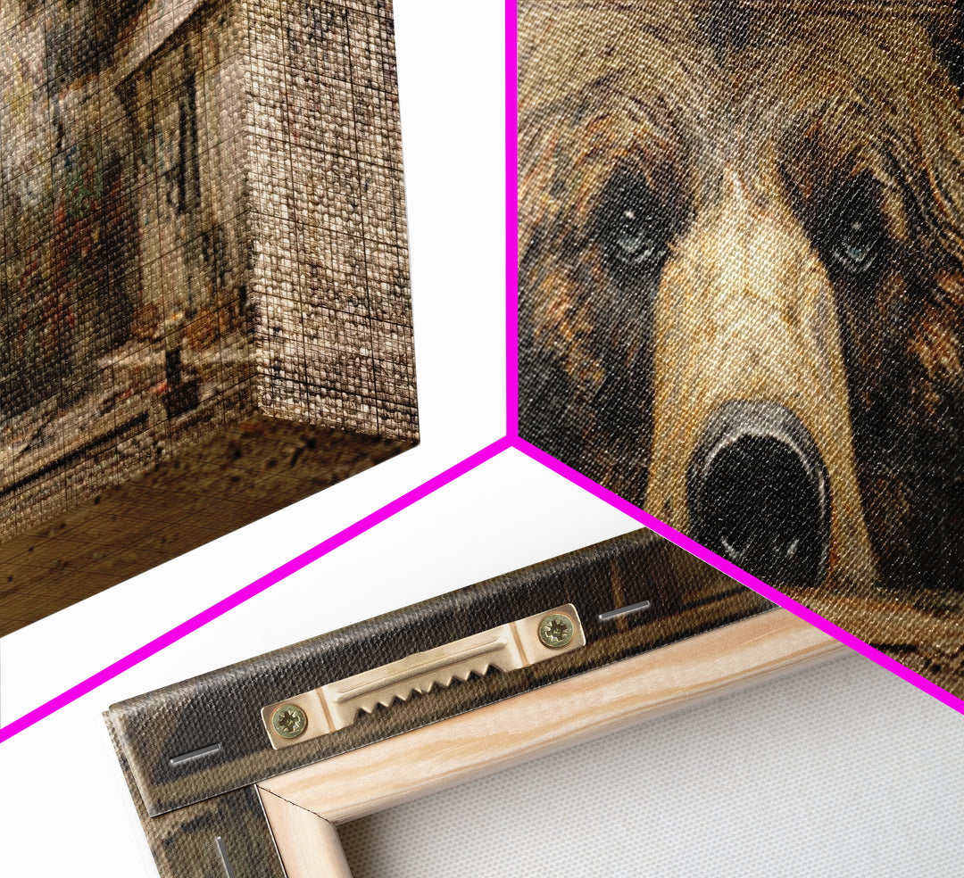 Realistic Bear Mural In Urban Setting Large Wall Art Framed Canvas Print For Man Cave Decor And Wildlife Gift