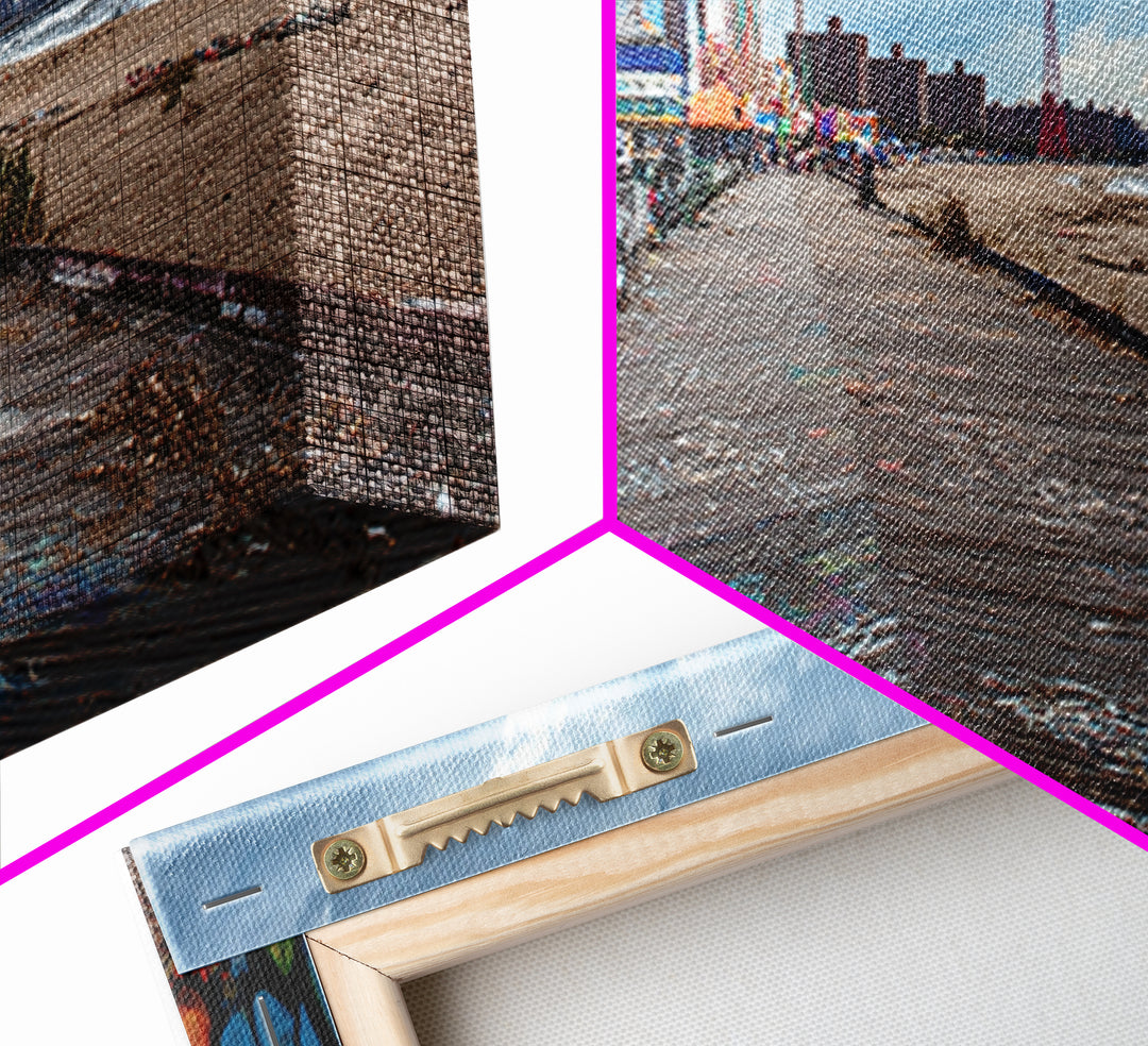 Urban Graffiti Beach Boardwalk Vibrant Street Art Wall Art Coastal Living Room Decor Ocean Scene Canvas Print