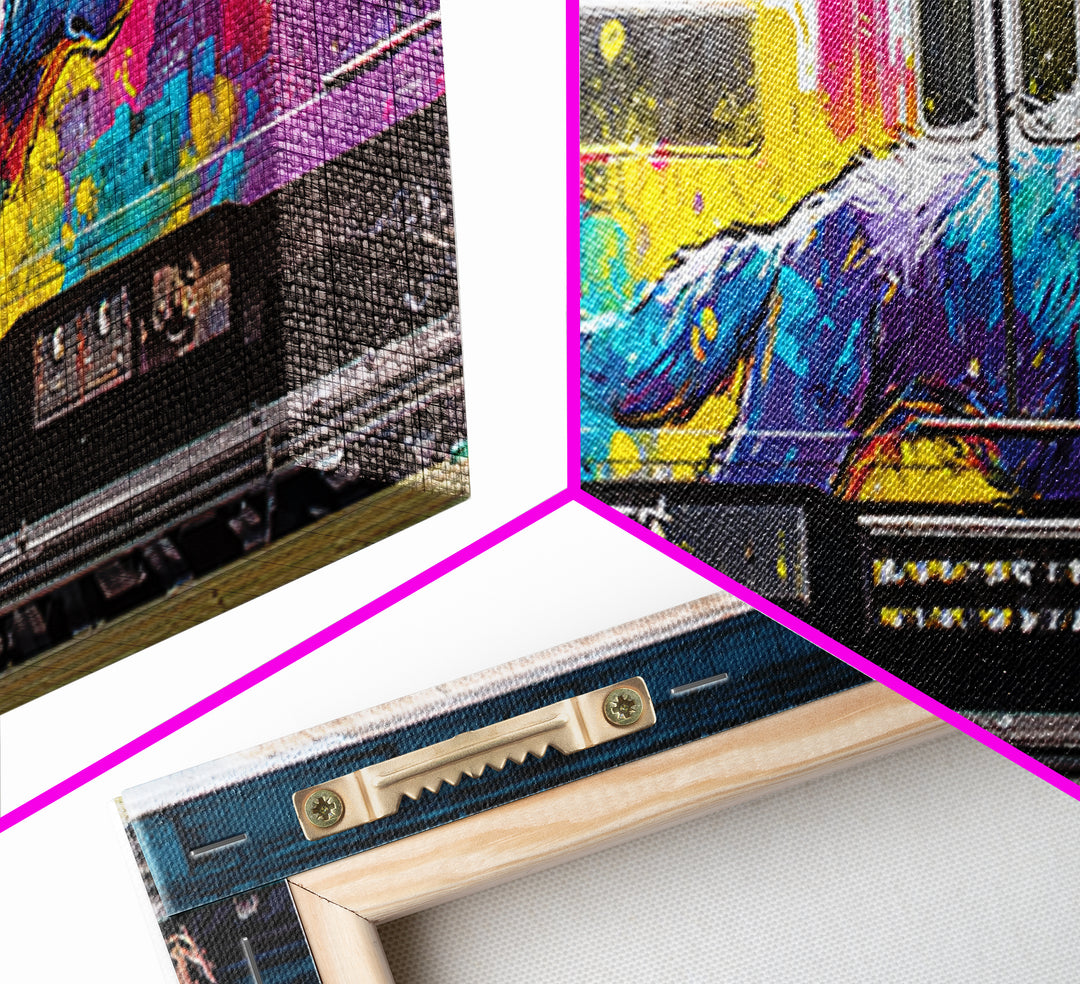 Vibrant Urban Wolf Graffiti Street Art With Cityscape Backdrop Original Wall Art Canvas Print For Modern Home Decor
