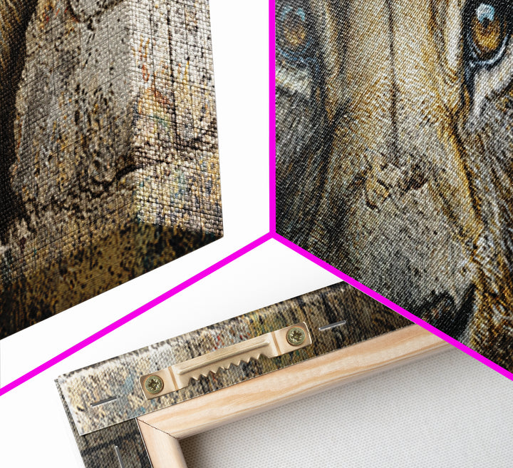 Powerful Lion Peering Through Broken Wall Street Art Canvas Print Bold Wildlife Wall Art For Home Decor And Office Wall Hanging