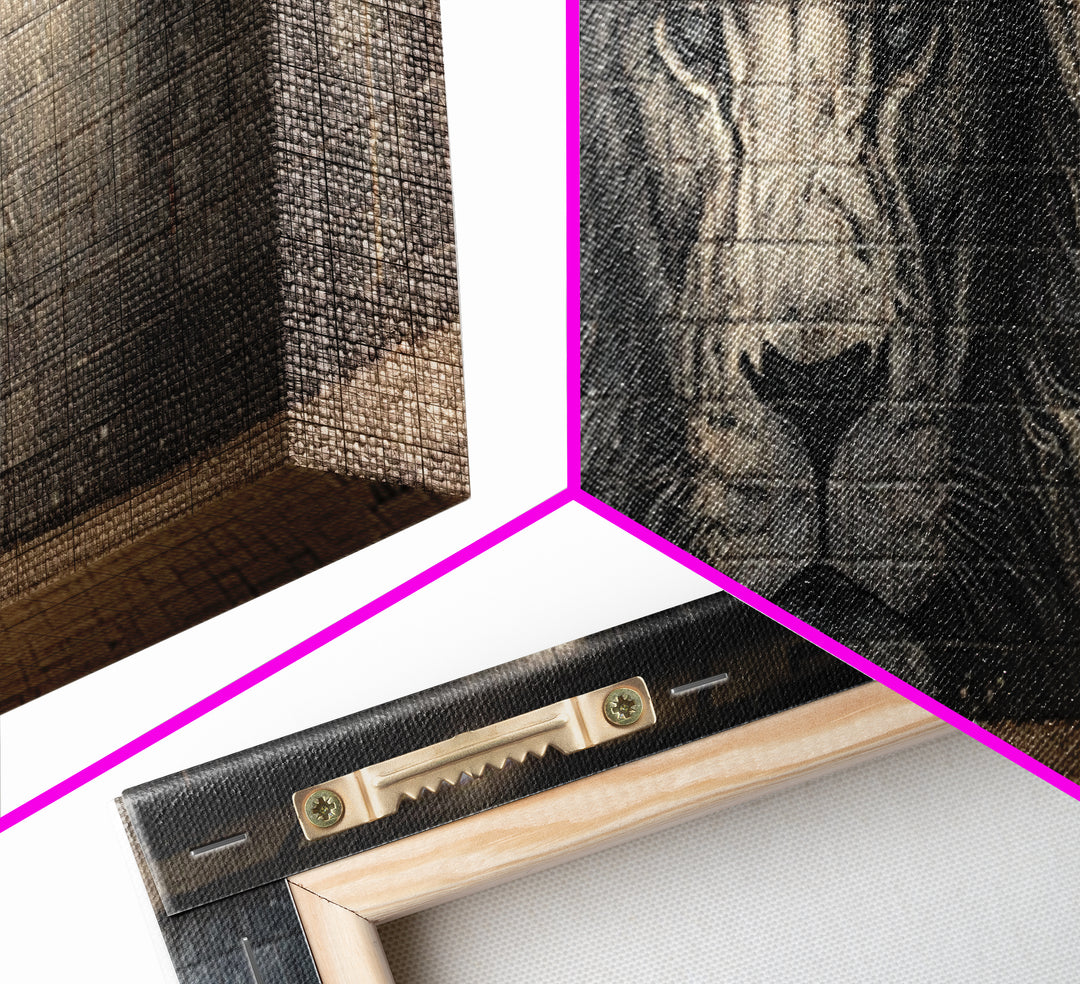 Majestic Lion Black And White Mural Style Street Art Wall Art Large Urban Decorative Canvas Print