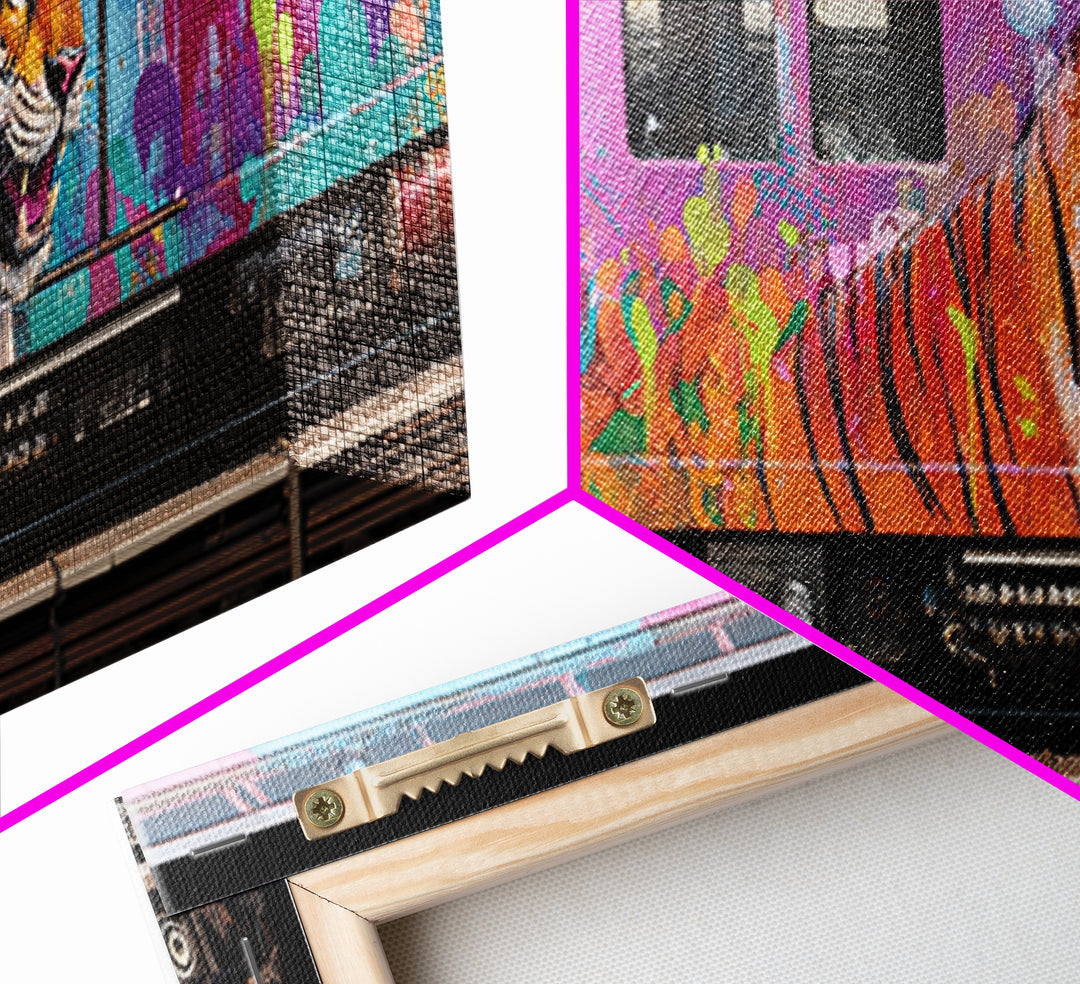 Chicago Train Tiger Street Art Wall Art Canvas Print Urban Graffiti With Bold Animal Design For Office And Home Decor