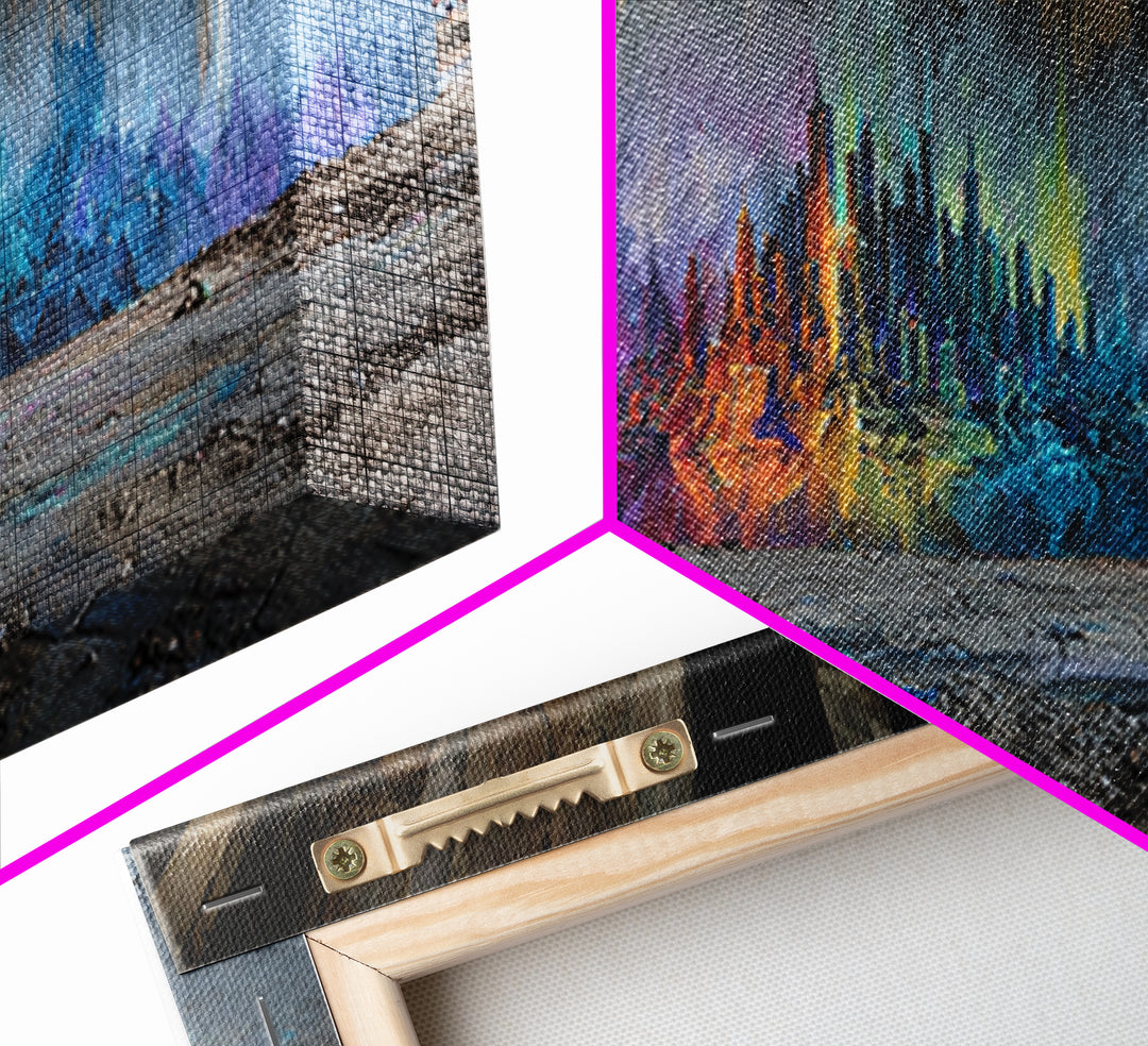 Vibrant Abstract Cityscape Street Art Featuring Colorful Skyline in Purple Blue and Orange Hues Wall Art