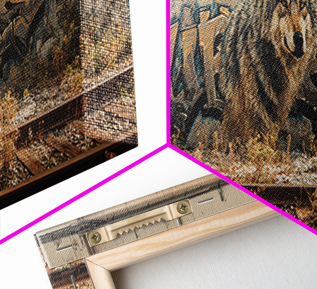 Beautiful Renaissance Style Jesus In Cave With Lions Wall Art Framed Canvas Print Religious Home Decor