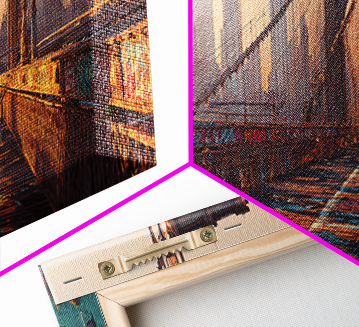 Sunlit Urban Bridge Graffiti Street Scene Original Art Framed Canvas Print Urban Wall Decor Modern Wall Art
