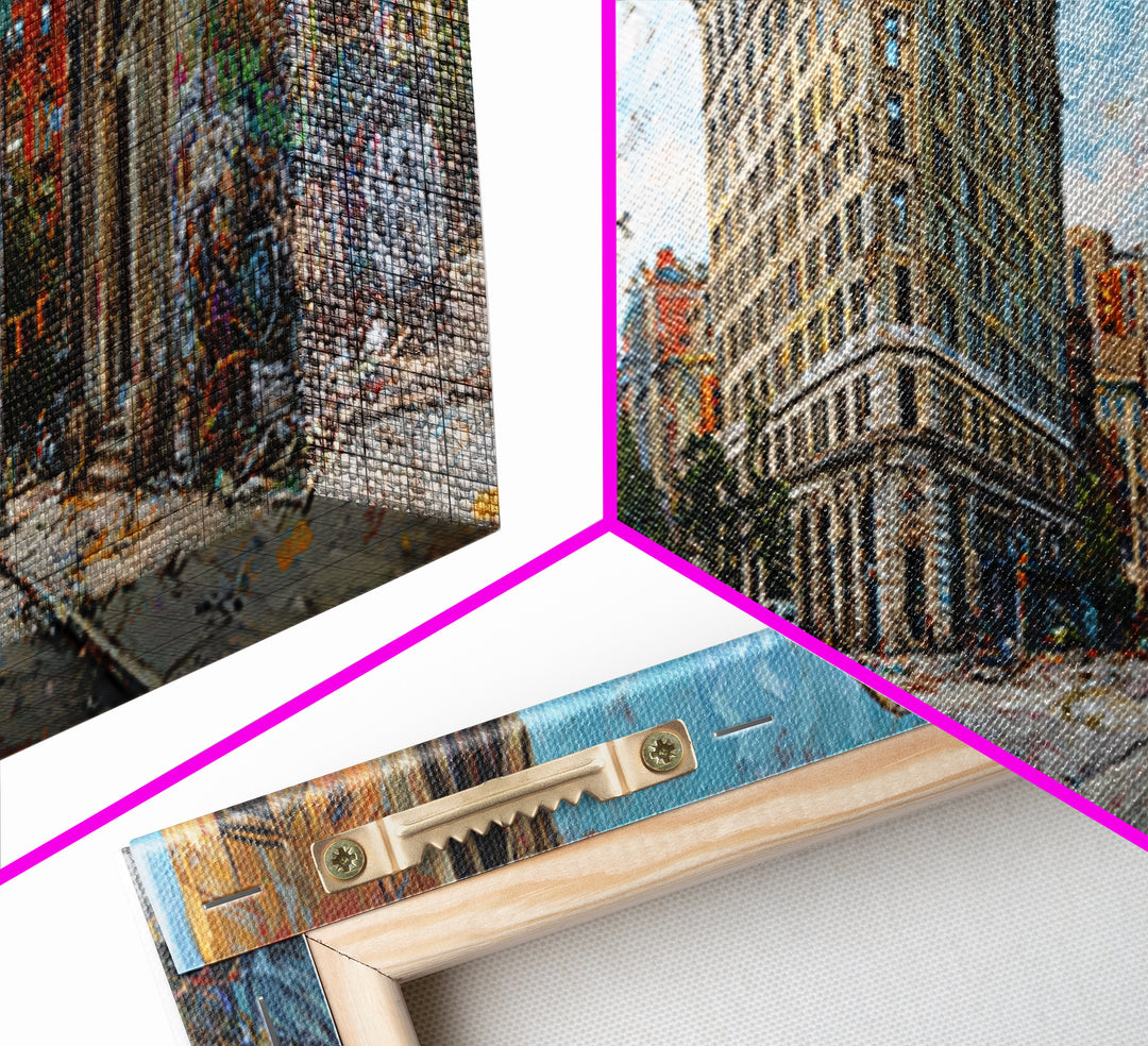 New York City Flatiron Building Urban Street Scene Wall Art Canvas Print For Modern Home Decor