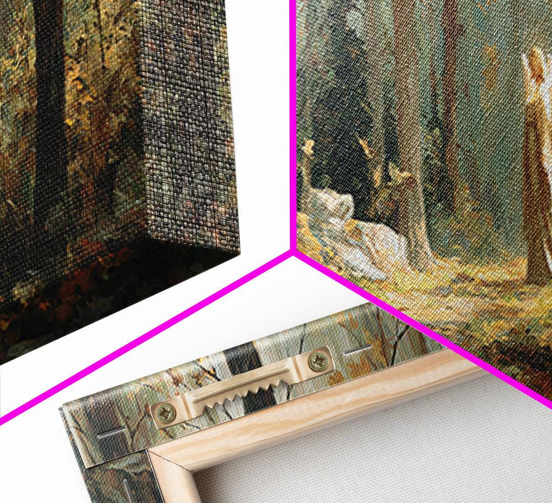 Mystical Angel In Forest Fantasy Art Scene Canvas Print Ideal For Bedroom Wall Art And Enchanting Home Decor Gift