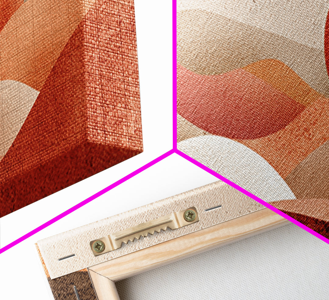 Soft Rolling Hills And Red Sun Wall Art, Abstract Landscape Canvas Print, Earth Tone Decor, Large Horizontal Living Room Art