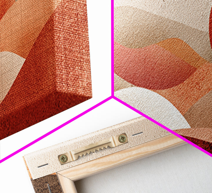 Soft Rolling Hills And Red Sun Wall Art, Abstract Landscape Canvas Print, Earth Tone Decor, Large Horizontal Living Room Art