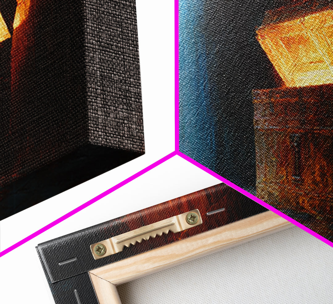 Mysterious Ancient Treasure Chest In Dimly Lit Room Oil Painting Canvas Print Unique Wall Art For Medieval Fantasy Decor