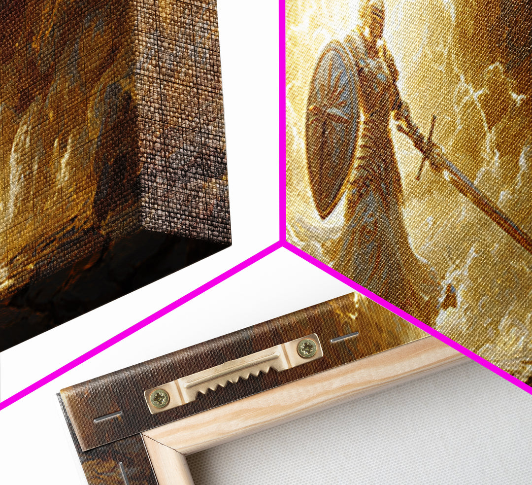 Radiant Angel Warrior With Sword Canvas Print, Christian Fantasy Wall Art, Spiritual Decor, Inspirational Gift For Him, Modern Home Decor