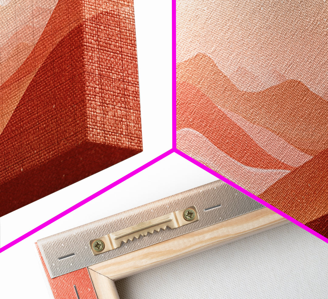 Terracotta Desert Hills Sunset Wall Art, Modern Landscape Canvas Print, Earth Tone Decor For Living Room And Office Decor