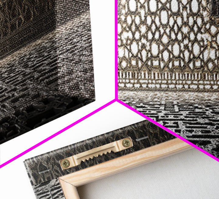 Intricate Islamic Architecture Night Festival Amazing Illuminated Landscape Framed Canvas Print For Spiritual Home Decor And Unique Wall Art
