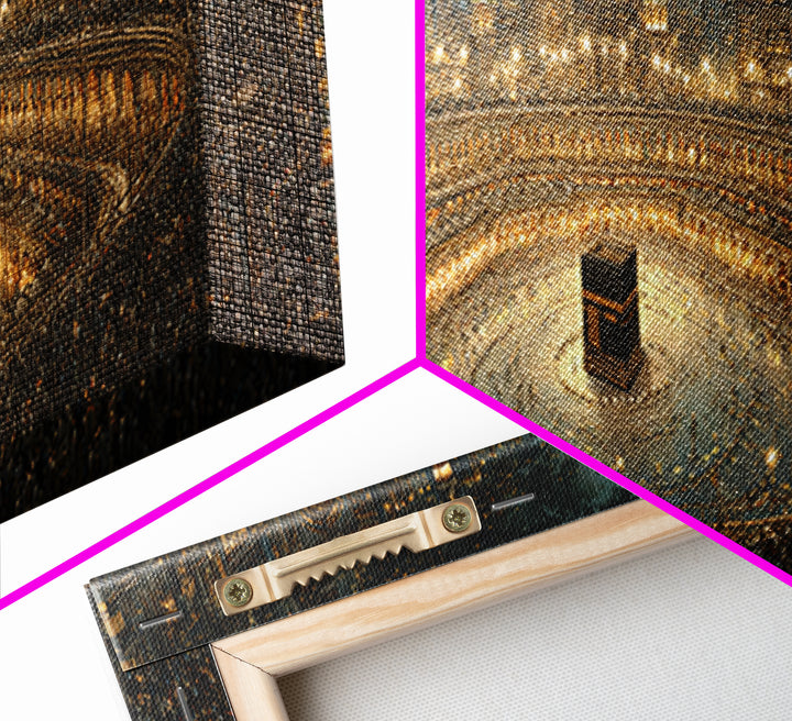 Spectacular Mosque With Kaaba Pilgrimage Scene Framed Canvas Print Islam Religious Wall Art Home Decor