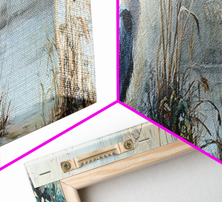 Detailed Watercolor Painting Of Heron By Misty Lakeside Capturing Serene Nature Wall Art Print