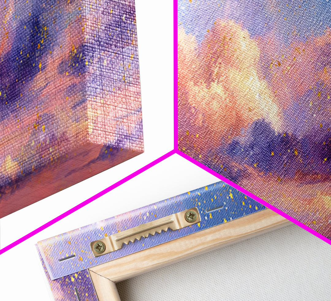 Pastel Pink Cloud Canvas Print, Dreamy Sunset Sky Painting, Celestial Wall Decor, Soft Aesthetic Bedroom Art, Modern Home Decor Gift
