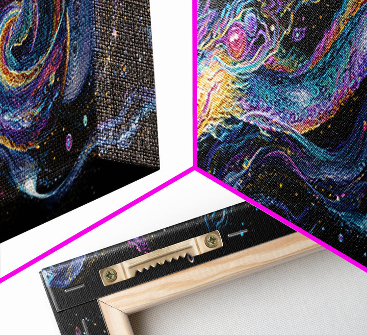 Cosmic Dragon Serpent Swimming Through Galaxies Wall Art, Fantasy Space Canvas Print For Gamer Room Decor And Gift For Him