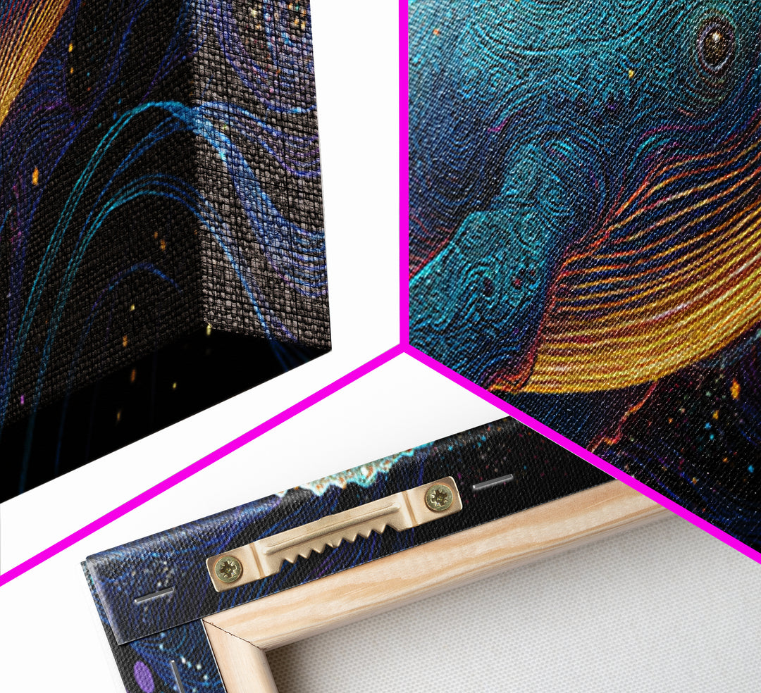 Cosmic Blue Whale Wall Art, Marine Life Canvas Print, Ocean Animal Art, Nautical Coastal Decor, Kids Room Decor, Gift For Whale Lover