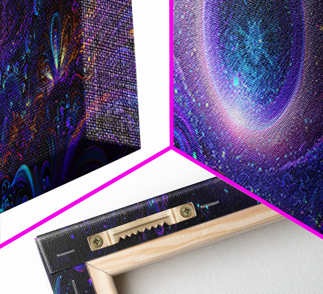 Cosmic Fractal Eclipse Canvas Print, Psychedelic Wall Art, Celestial Abstract Space Decor, Mystical Galaxy Statement Artwork