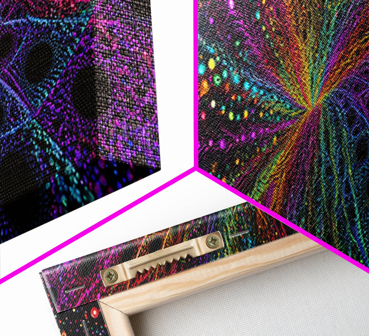 Rainbow Fractal Starburst Abstract Wall Art, Psychedelic Space Canvas Print, Colorful Modern Decor, Cosmic Gallery Gift Idea