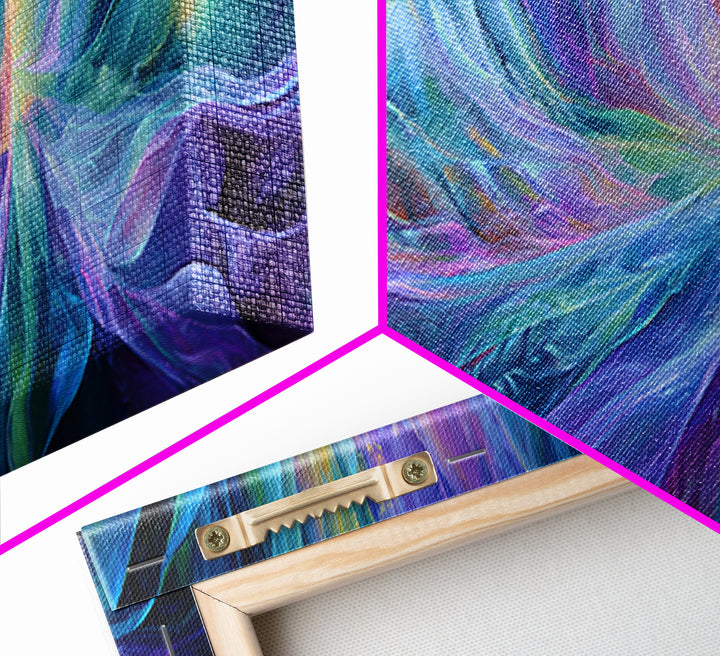 Ethereal Ice Queen In Blue Abstract Canvas Print, Dreamy Fantasy Wall Art, Calming Modern Bedroom Home Decor, Gift For Her